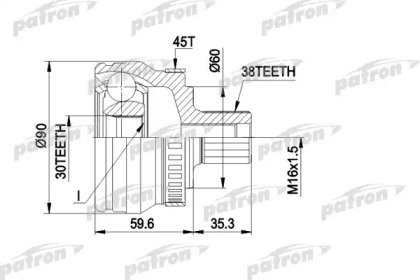 ШРУС наружный в комплекте 38x59.5x30 ABS:45T AUDI: 377