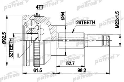 ШРУС наружный в комплекте 26x54x32 ABS:47T CHRYSLE 438