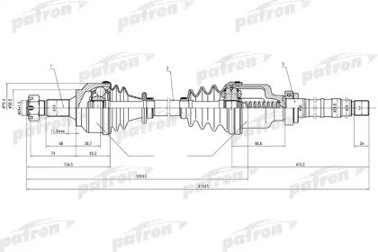 Полуось правая PEUGEOT 306 1.6 405 1.4 MA 93> R 069