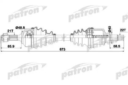 Полуось левая 21x636x48,8x22 CITROEN C3 02-, C3 PL 126