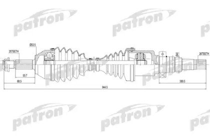 Полуось передняя правая 25x944.5x53.5x26 FORD FOCU 179