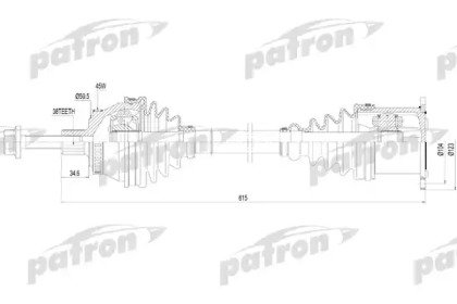 Полуось передняя правая 38x613x59.5 ABS 45T AUDI A 186