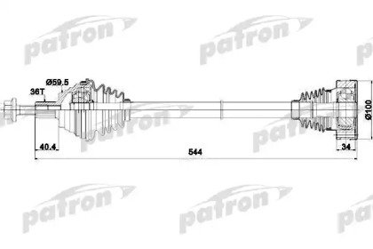 Полуось передняя левая 36x544x59.5 AUDI A3 03- , A 253