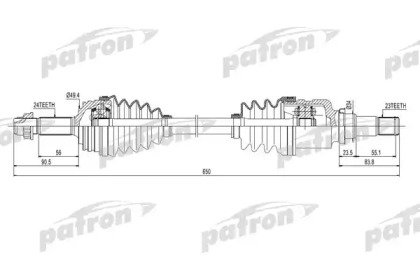 Полуось передняя левая 24x650x49.4x23 CITROEN C1 0 259