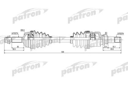 Полуось передняя правая 24x841x49.4x23 CITROEN C1  260