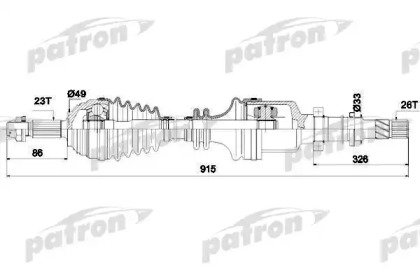 Полуось передняя правая 23x915x49x26 RENAULT MEGAN 266