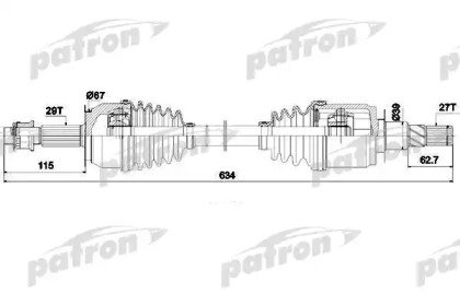 Полуось передняя 29x634x67x27 NISSAN NAVARA 2.5DCI 271