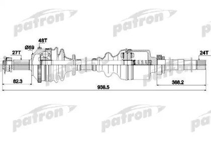 Полуось правая 27x928x59x24 CITROEN EVASION 94-02, 336