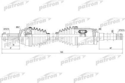 Полуось передняя правая 30x1020x27 BMW X5 (E70) 3. 387