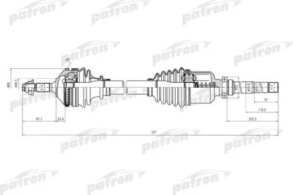 Полуось правая PEUGEOT 206 1.9D BE4R 98>  +ABS 390