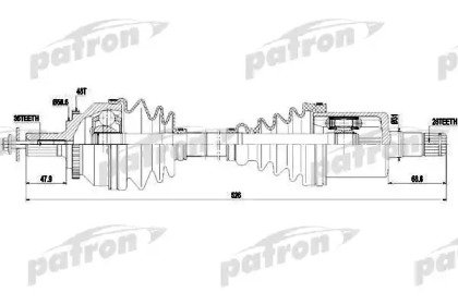 Полуось передняя левая 36x525x26 ABS 48T VOLVO S60 420