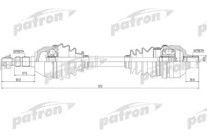 Полуось правая 33X573X34 OPEL ASTRA H 1,3 CDTI 05- 422