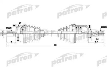 Полуось левый 36X550X26 ABS 48T VOLVO S80 I 2,4 2, 438