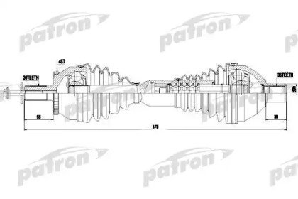 Полуось передняя левая 36X470X35 ASB 48T VOLVO XC9 442