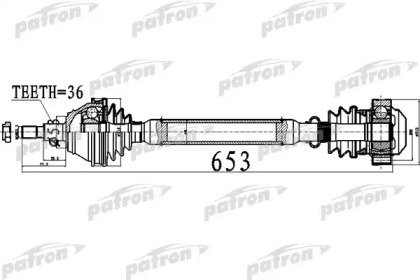 Полуось передний мост справа 36X653X53X AUDI A3 (8 477