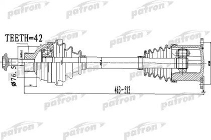 Полуось передняя левая правая 42x463x76,5 AUDI A4  478