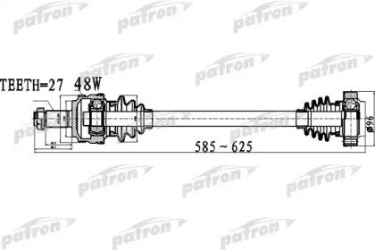 Полуось задняя правая левая 27x585x64 ABS 48T BMW  479