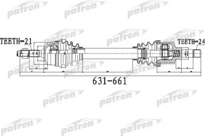 Полуось передняя левая 21x631x50x24 CITROEN C3 1,6 481