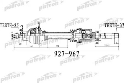 Полуось передний мост слева 25x927x58,5x37 CITROEN 483