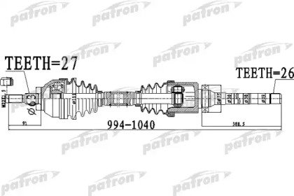 Полуось передний мост справа 27x994x63x26 FORD KUG 485