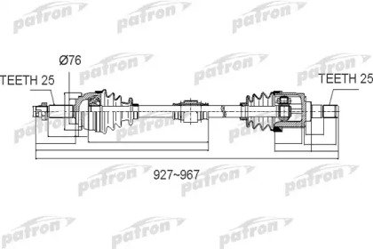 Полуось передний мост справа 25X927X52,5X25 HYUNDA 502