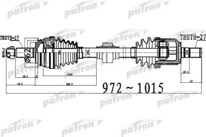 Полуось передний мост справа 27x972x62x27 HYUNDAI  508