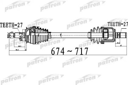 Полуось передний мост слева 27x674x62x27 HYUNDAI S 509