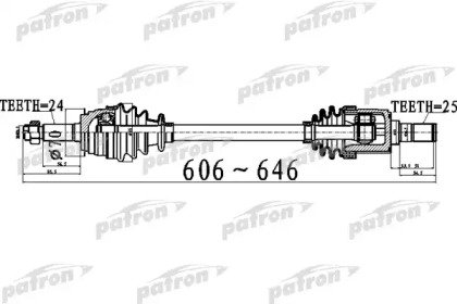 Полуось передний мост справа 24x606x70x25 KIA PICA 515