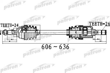 Полуось передний мост слева 24X606X52X26 KIA RIO [ 516