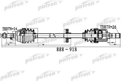 Полуось передний мост справа 24X888X52X26 KIA RIO  517