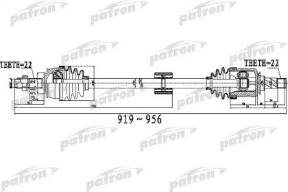 Полуось передний мост справа 22x919x51,2x22 OPEL C 527