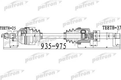 Полуось передний мост справа 25x935x58,5x37 PEUGEO 528