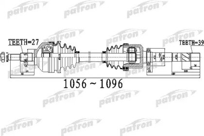 Полуось передний мост справа 27X1056X56,5X39 RENAU 532