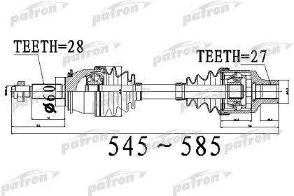 Полуось передний правый левый 28X545X60X27 SSANG Y 534