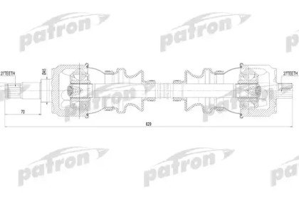 Полуось задн 27x627x60 MERCEDES 8 230.6 250 250 25 092