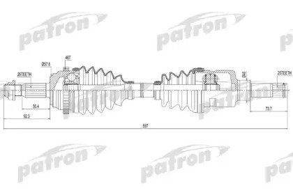 Полуось левая CHRYSLER PT Cruiser 1.6 2.0 2.4 00-0 048