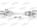 Полуось передний мост слева 27X668X60X27 ABS46T HY 498