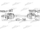 Полуось передний мост слева 27x673x62,2x27 ABS48T  510