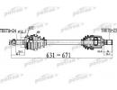 Полуось передний мост слева 24X631X52,5X25 ABS48T  513