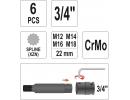 Набор бит ударных, SPLINE, 6 пр M12, M14, M16, M18 157