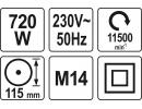 Углошлифовальная машина 720Вт 115мм  091