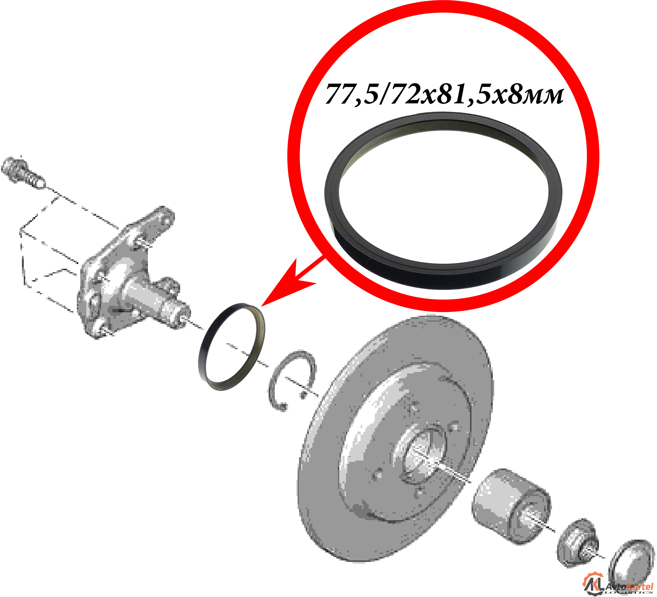 Кольцо АБС задней ступицы CITROEN, PEUGEOT