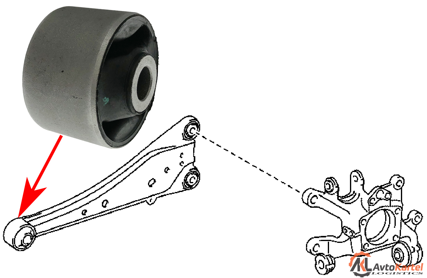 Сайлентблок заднего продольного рычага большой TOYOTA RAV4 с 2005г