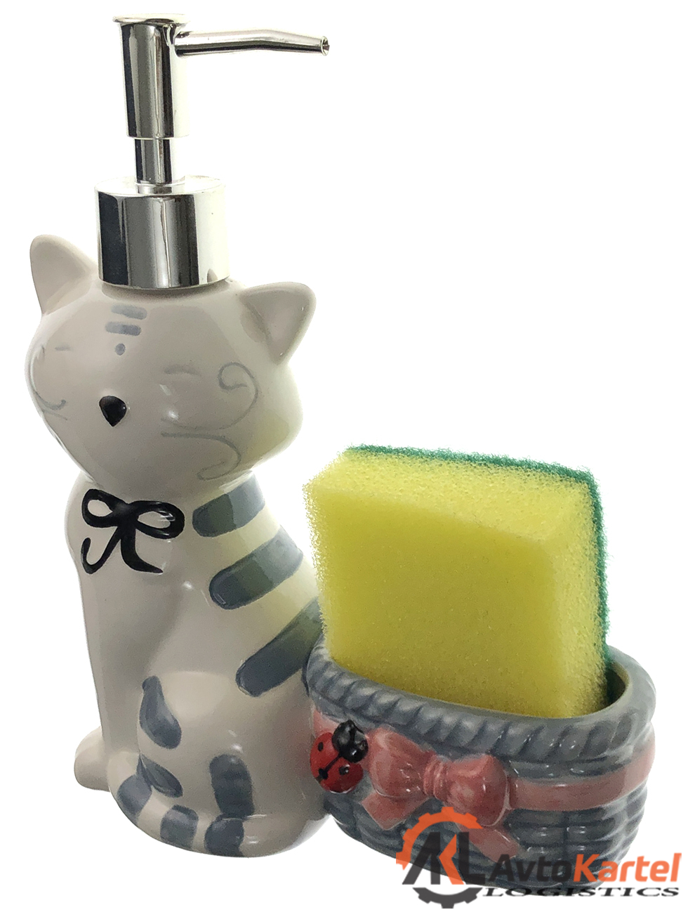 Набор: дозатор для жидкого средства Кошка 300мл  УЦЕНКА