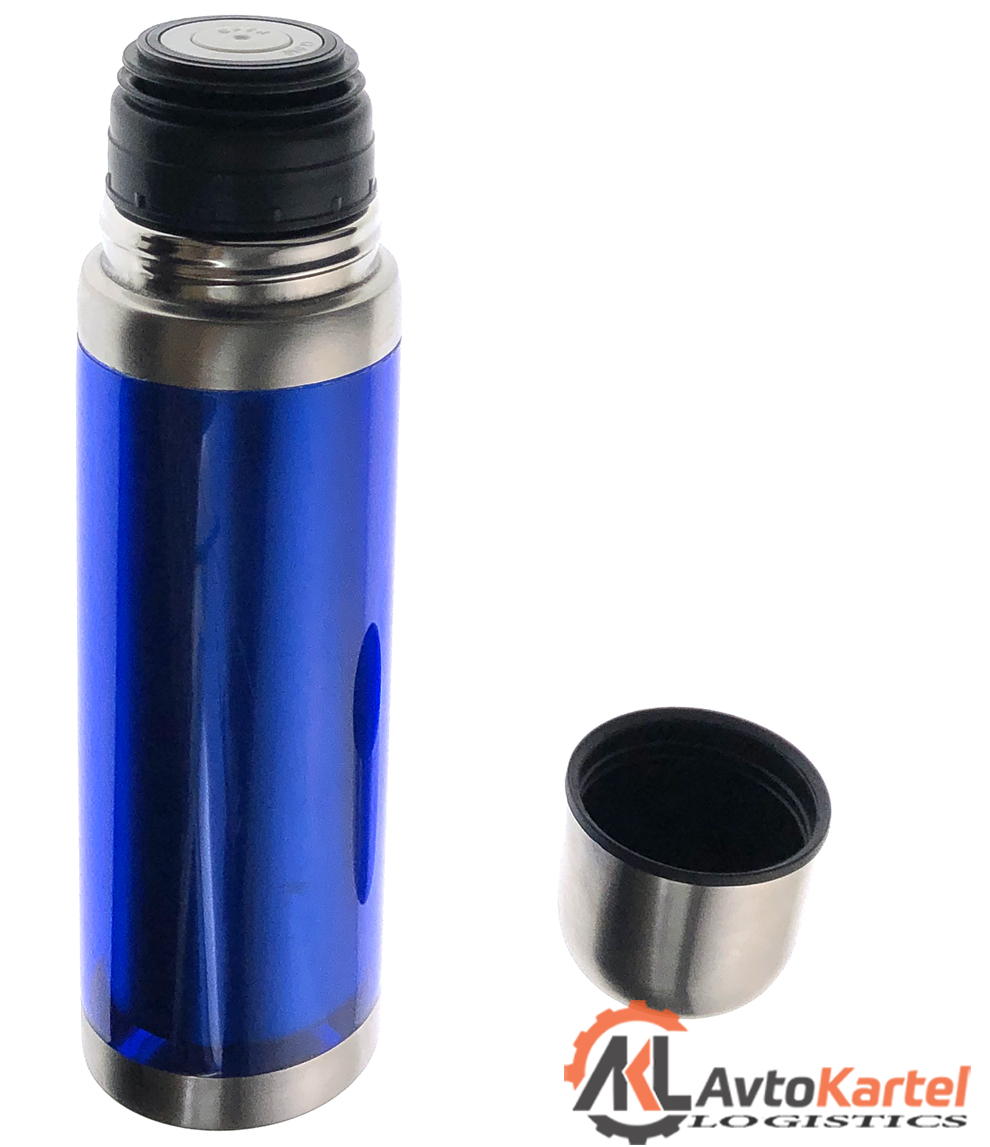 Термос 500мл металлическая колба, высота 24см синий УЦЕНКА