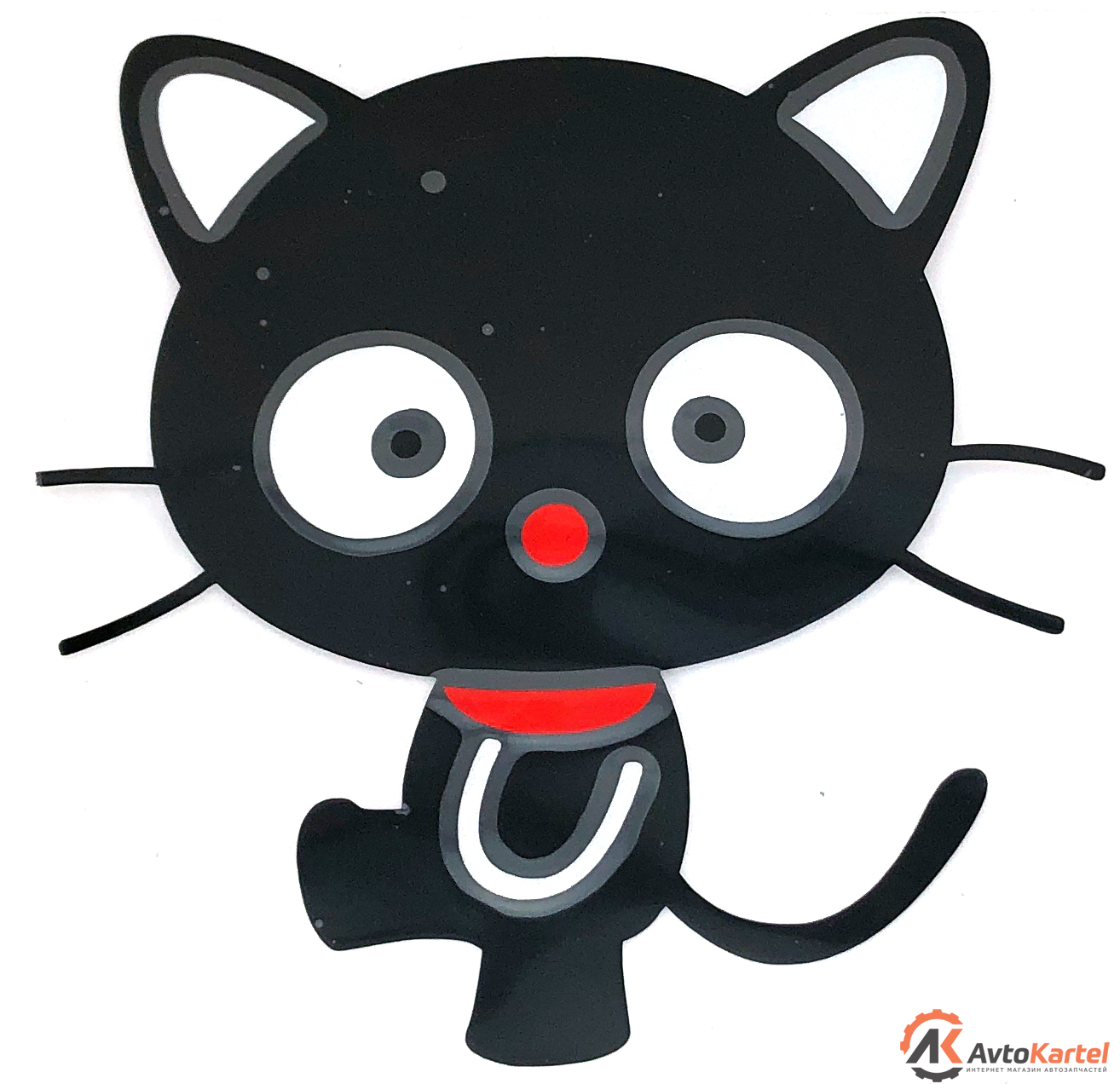 Наклейка виниловая светоотражающая Котик черный 13х12см