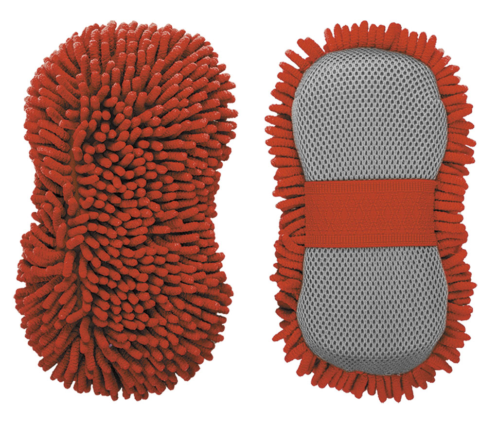 Комбинированная губка  из микрофибры для мойки автомобиля, красная 24х12см