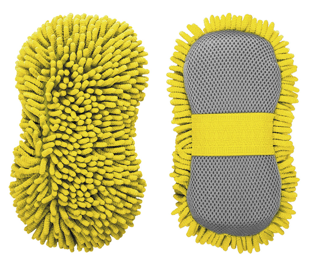 Комбинированная губка из микрофибры для мойки автомобиля желтая 24х12см