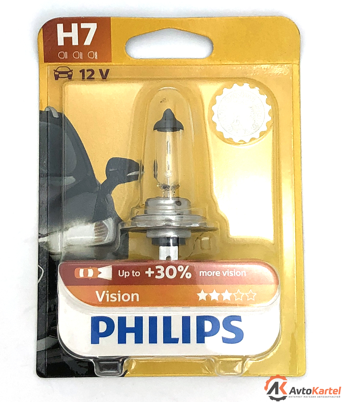 Лампа галогенная блистер H7 12V 55W PX26D PREMIUM (На 30% больше света на дороге)