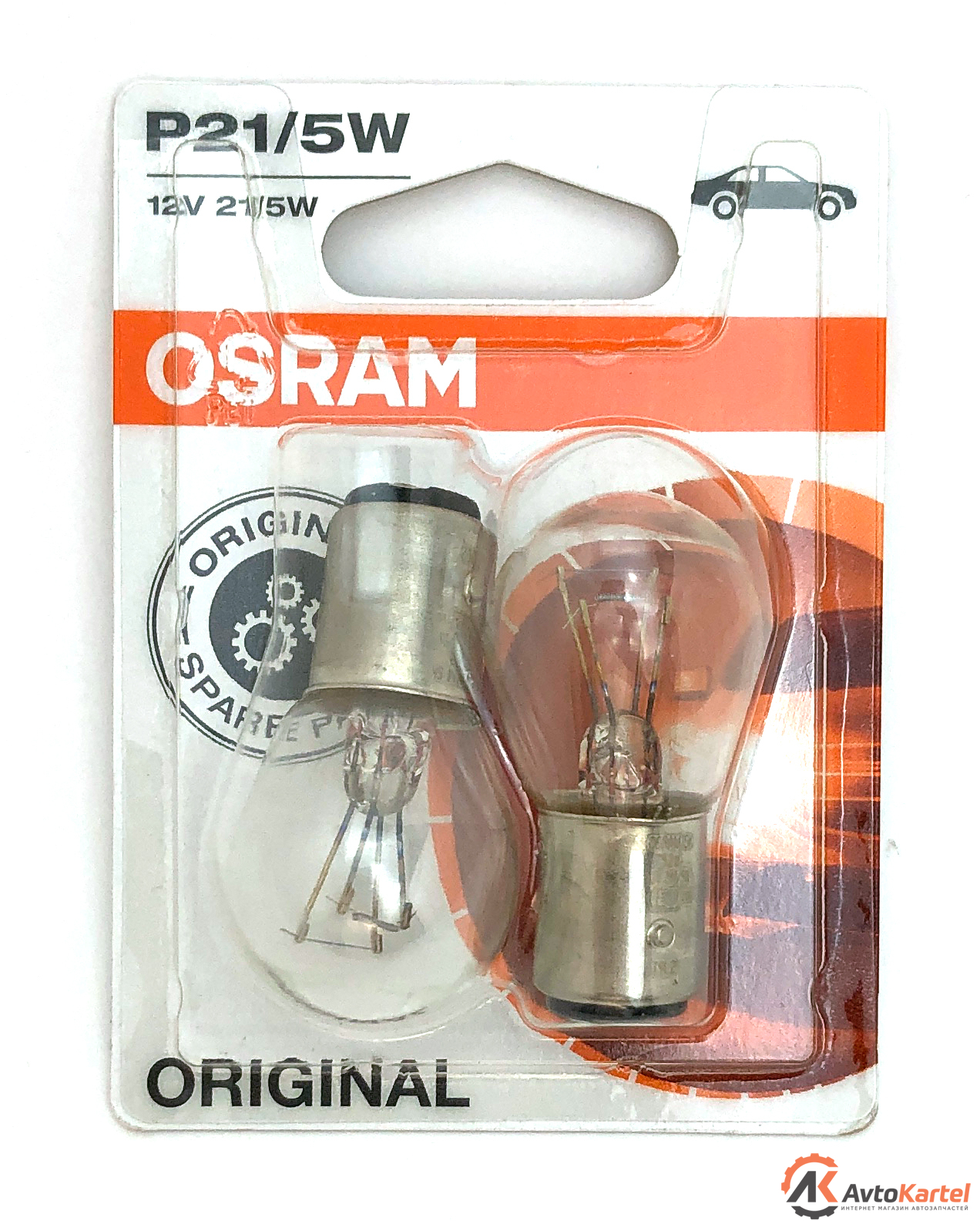 Комплект ламп накаливания блистер 2шт P21-5W 12V 21-5W BAY15D